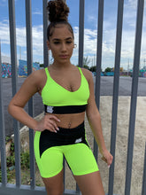 Load image into Gallery viewer, Meet In The Middle Biker Shorts Set (Neon Green)